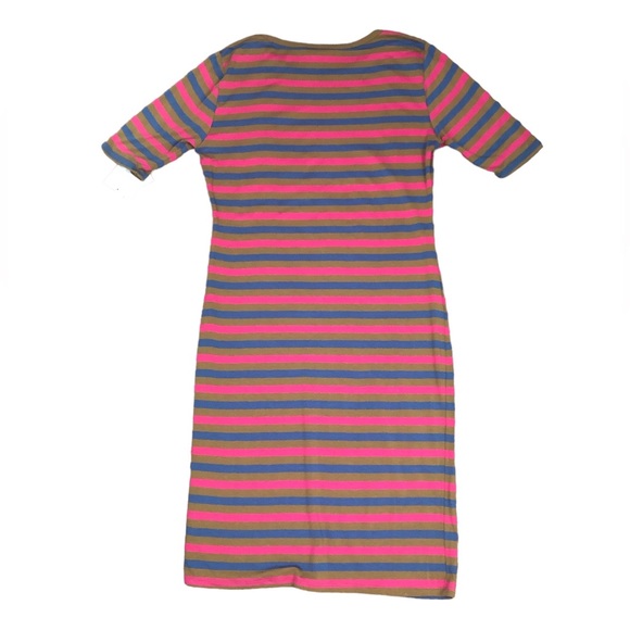 DRESS - NWT Women's LuLa Roe Multicolored Striped "Julia" T-Shirt Dress. Size L - Picture 13 of 13